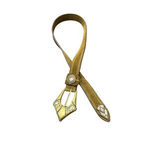 Linea Pelle Genuine Leather Brass Buckle  Mother of Pearl Details Size S Elegant